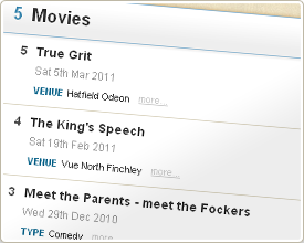A Movies list at MyLifeListed